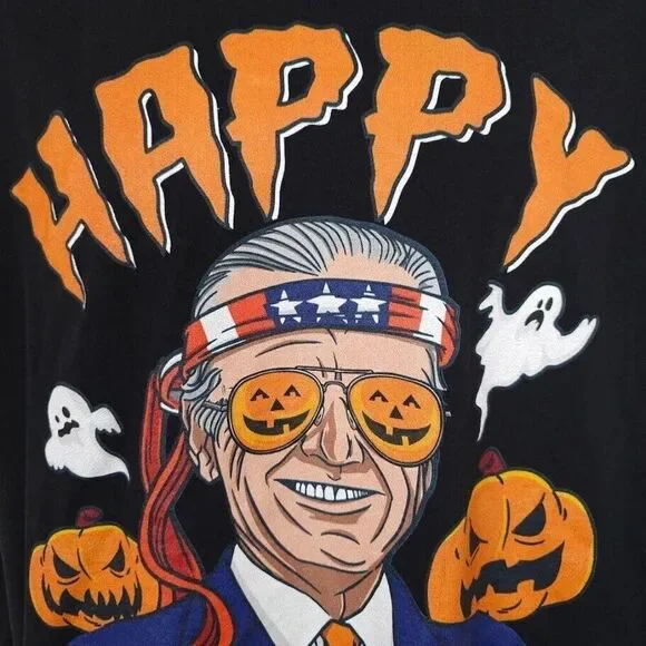 Joe Biden Halloween T Shirt Mens Size XL Black Happy Christmas Funny Humor Joke - Picture 3 of 7